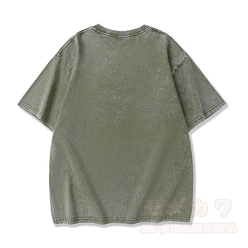 MODAKAWA Vintage TOKYO Fuchs-Kirschblüten-Katzenprint Kurzarm-T-Shirt - image 2