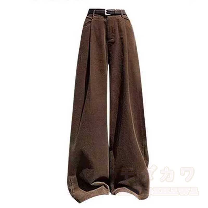 Zweiteiliges Set: Stricküberwurf mit langen Ärmeln und Gürtel, Cordhose mit Lochmuster - Braune Hose - 4XL - image 6