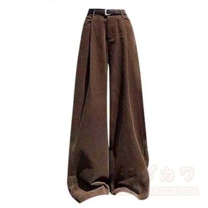 Zweiteiliges Set: Stricküberwurf mit langen Ärmeln und Gürtel, Cordhose mit Lochmuster - Braune Hose - 4XL - image 6
