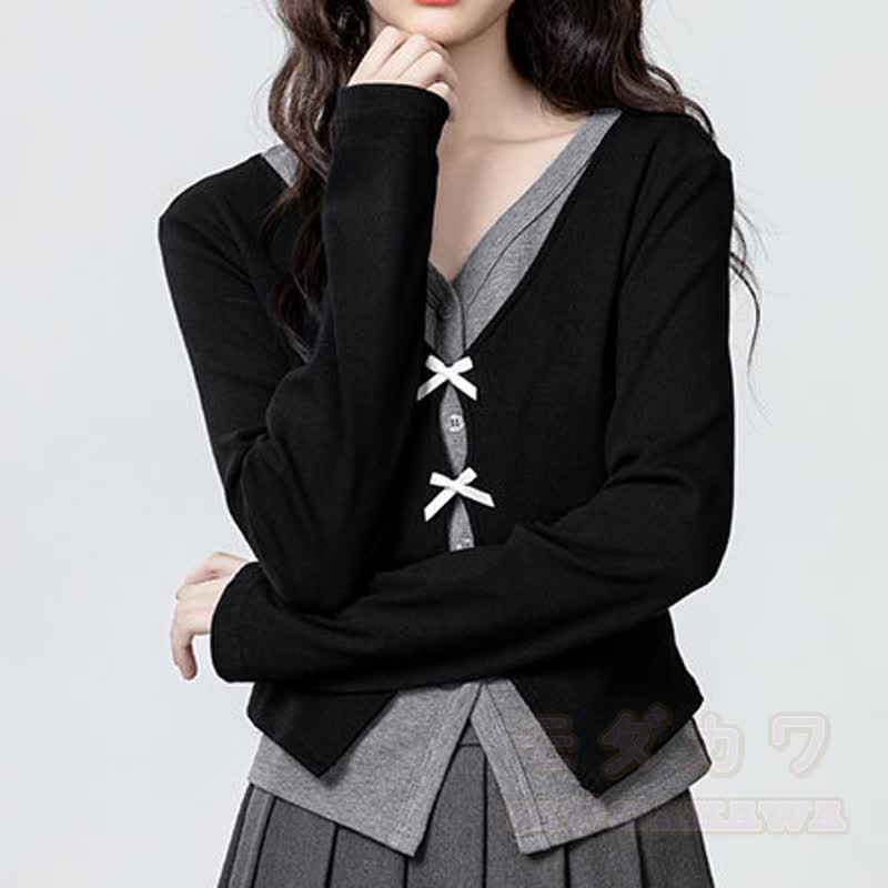 Zweiteiliges Set: Langarmshirt mit Schleife in Farben -Optik, weite Hose und passende Hose. - Spitze - 3XL - image 2