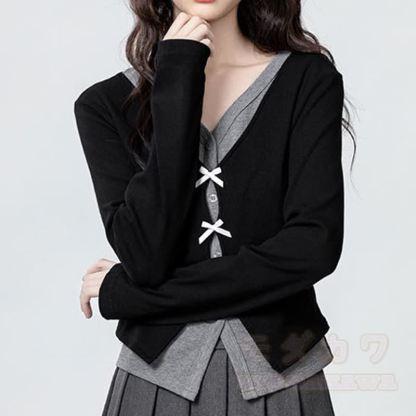 Zweiteiliges Set: Langarmshirt mit Schleife in Farben -Optik, weite Hose und passende Hose. - Spitze - 3XL - image 2