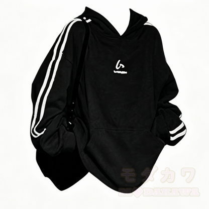 Cooles zweiteiliges Set aus gestreiftem Hoodie, langem Rock und langem Rock mit Buchstabenprint - Spitze - 3XL - image 2