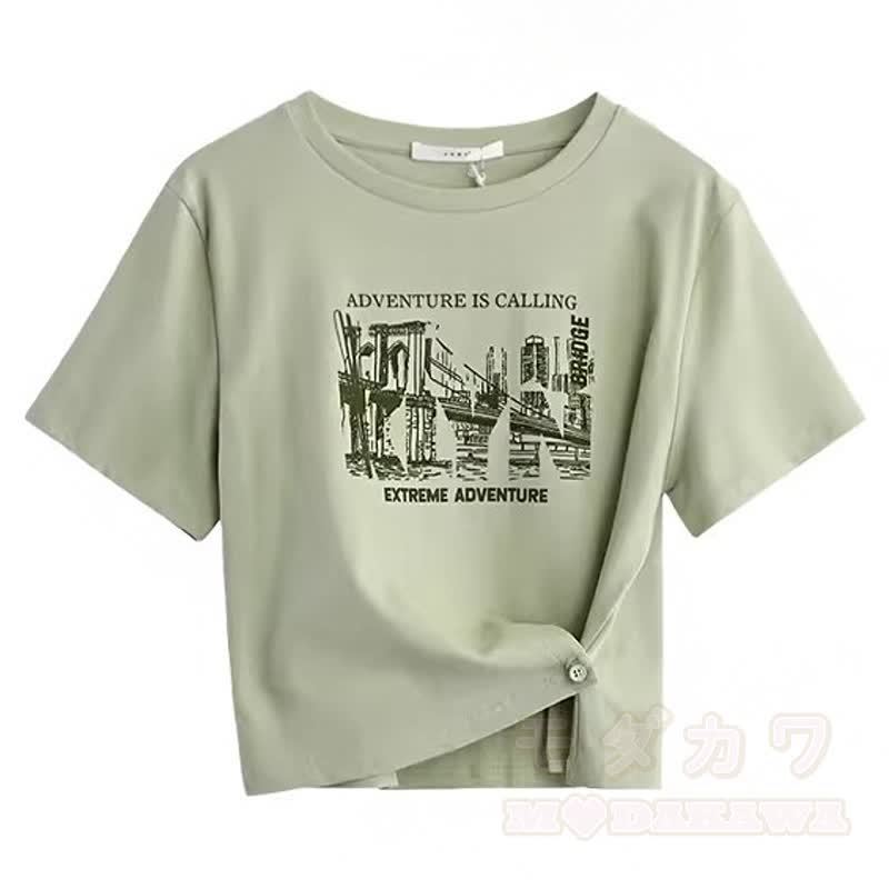 Süßes T-Shirt und geblümte Jeansshorts Zweiteiler-Set - T-Shirt - 3XL - image 2