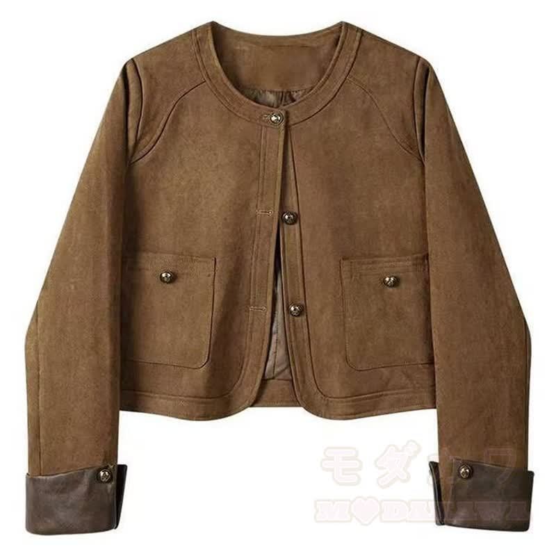 Wildlederjacke, Rollkragenpullover, hochtaillierter Rock, dreiteiliges Set - Oberbekleidung - 3XL - image 2