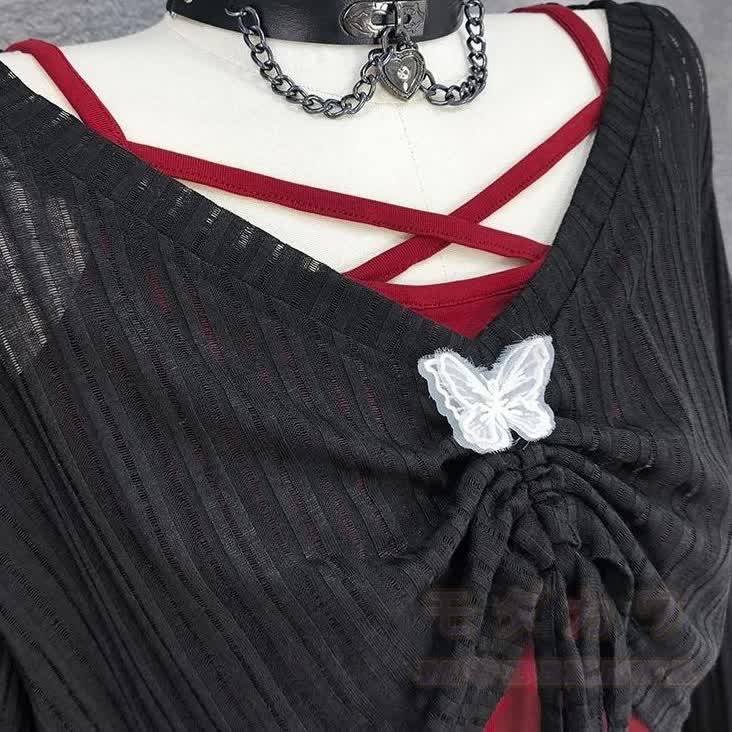 Gothic-Top und Neckholder-Camisole mit Minirock – dreiteiliges Set - image 10