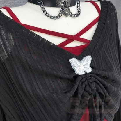 Gothic-Top und Neckholder-Camisole mit Minirock – dreiteiliges Set - image 10