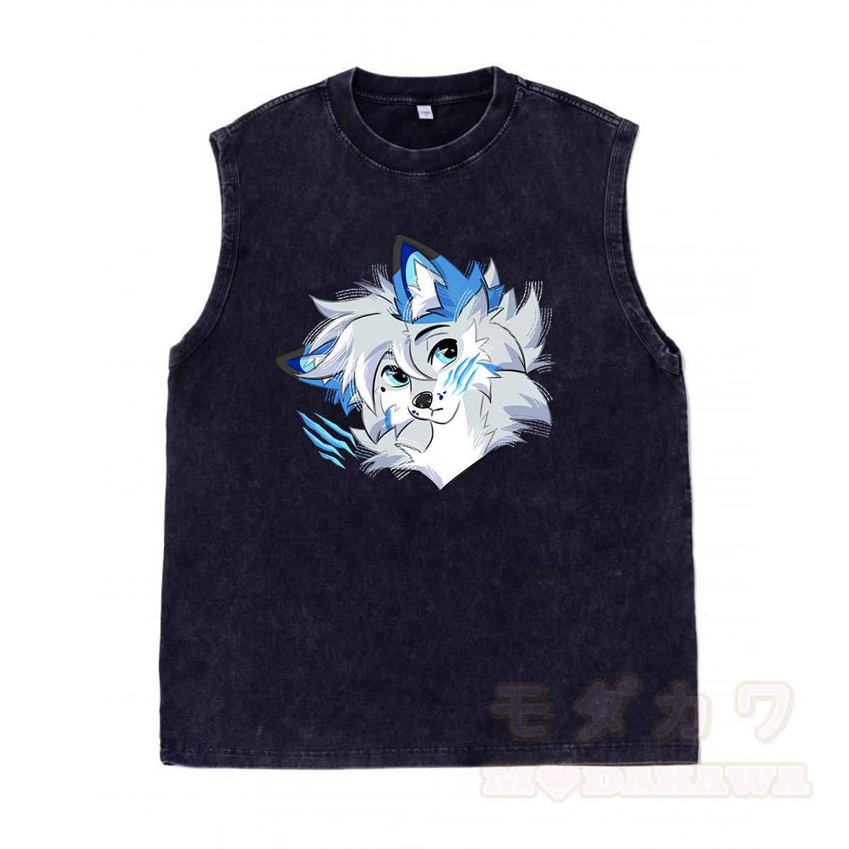 MODAKAWA X Space Barker Graphic Unisex Vintage Washed Ärmelloses T-Shirt - Schwarz - 2XL - image 2