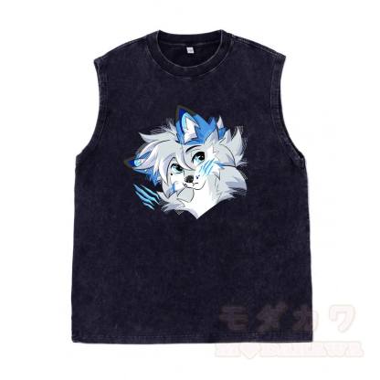 MODAKAWA X Space Barker Graphic Unisex Vintage Washed Ärmelloses T-Shirt - Schwarz - 2XL - image 2