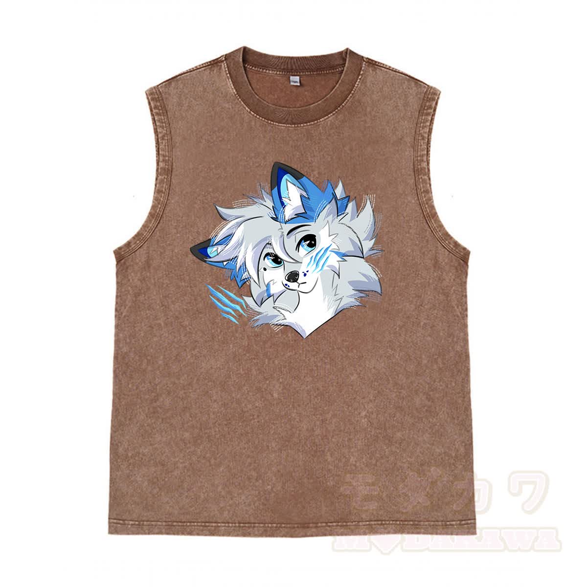 MODAKAWA X Space Barker Graphic Unisex Vintage Washed Ärmelloses T-Shirt - Braun - 2XL - image 4