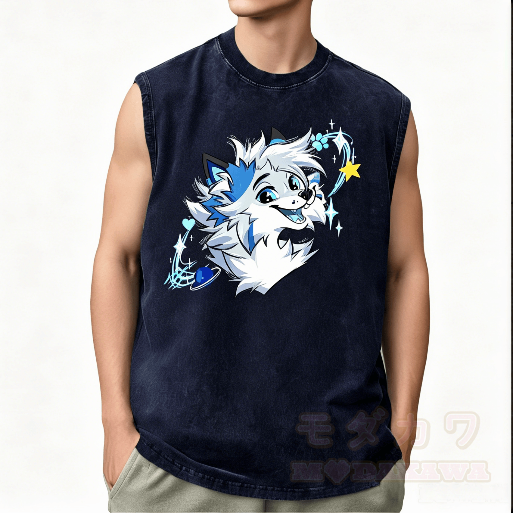 MODAKAWA X Space Barker Smile Graphic Unisex Vintage Washed Ärmelloses T-Shirt - image 1