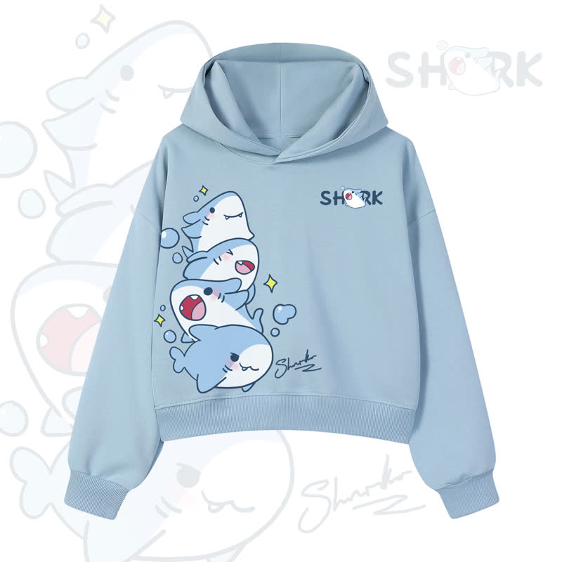 MODAKAWA Bubble Sharks Grafik-Crop-Couche aus Baumwolle - Blue - 3XL - image 1
