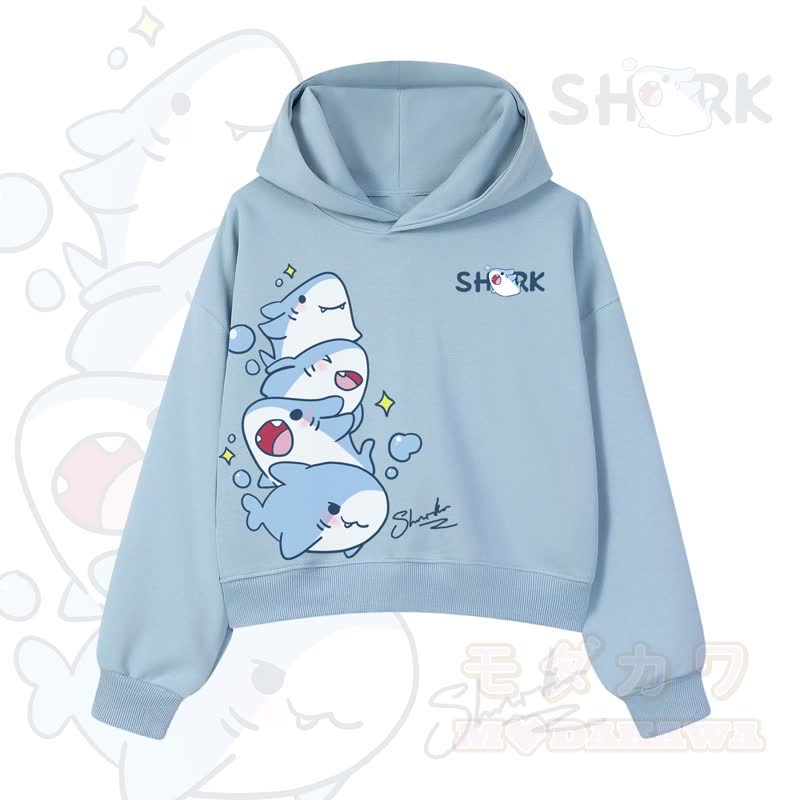 MODAKAWA X atka Niedlicher Hai-Grafik-Crop-Couche aus Baumwolle - Blau - 3XL - image 1