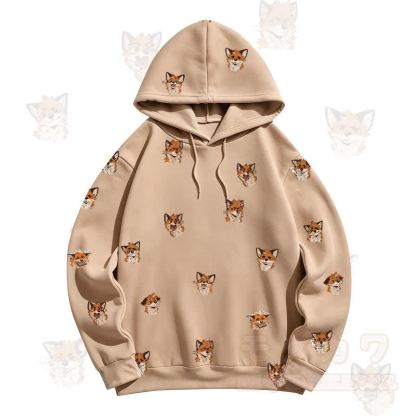 MODAKAWA Kapuzenpullover mit Cartoon-Fuchs-Allover-Print - Braun - 5XL - image 1