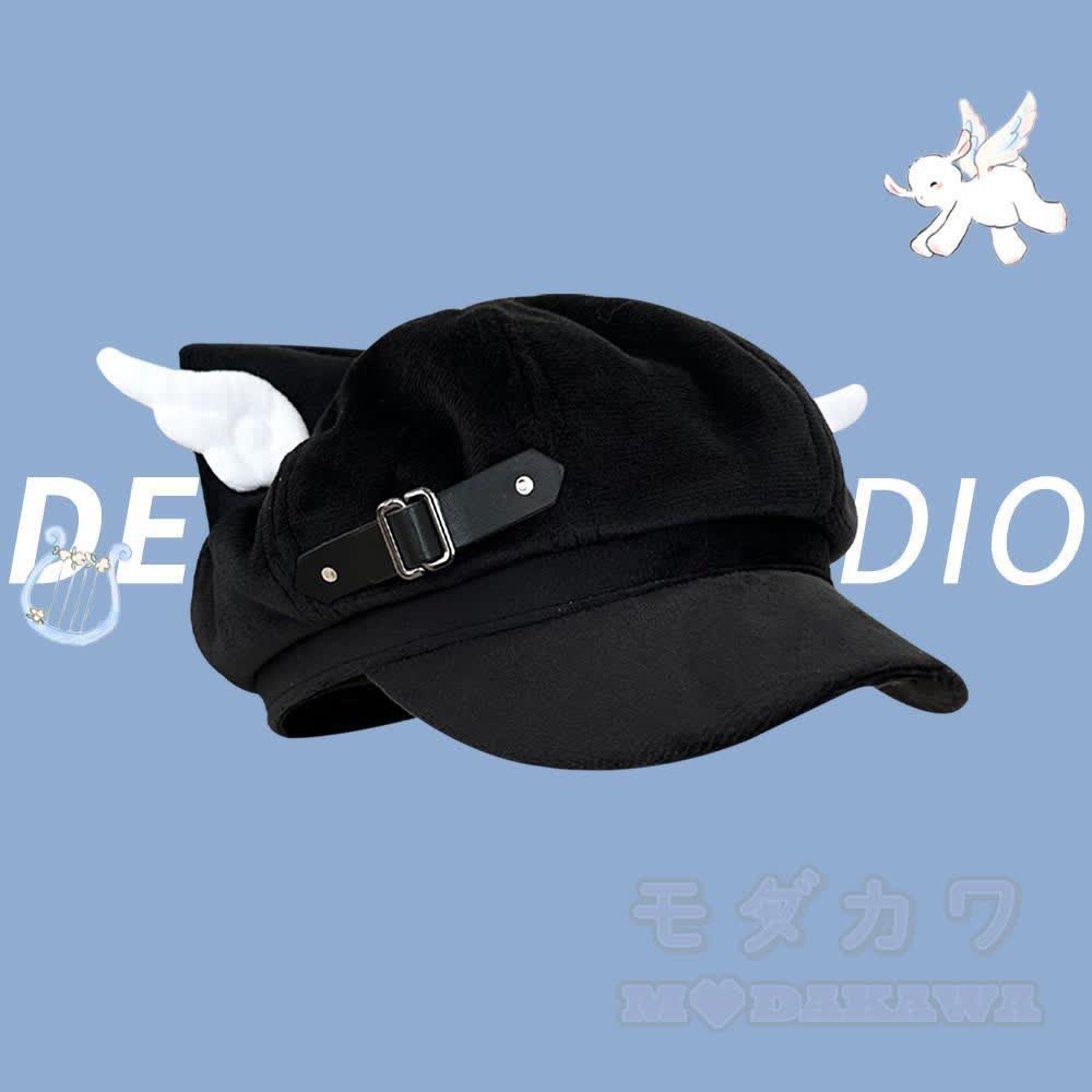 Schwarze Katzenohren-Gothic- Y2K -Baskenmütze - Q - M(56-58cm) - image 18