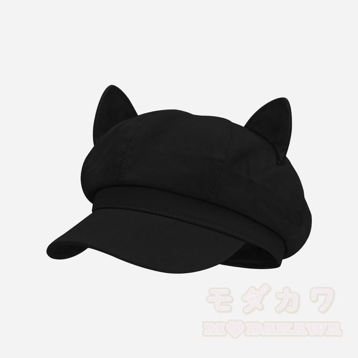 Schwarze Katzenohren-Gothic- Y2K -Baskenmütze - K - M(56-58cm) - image 12