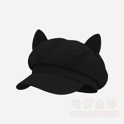 Schwarze Katzenohren-Gothic- Y2K -Baskenmütze - K - M(56-58cm) - image 12