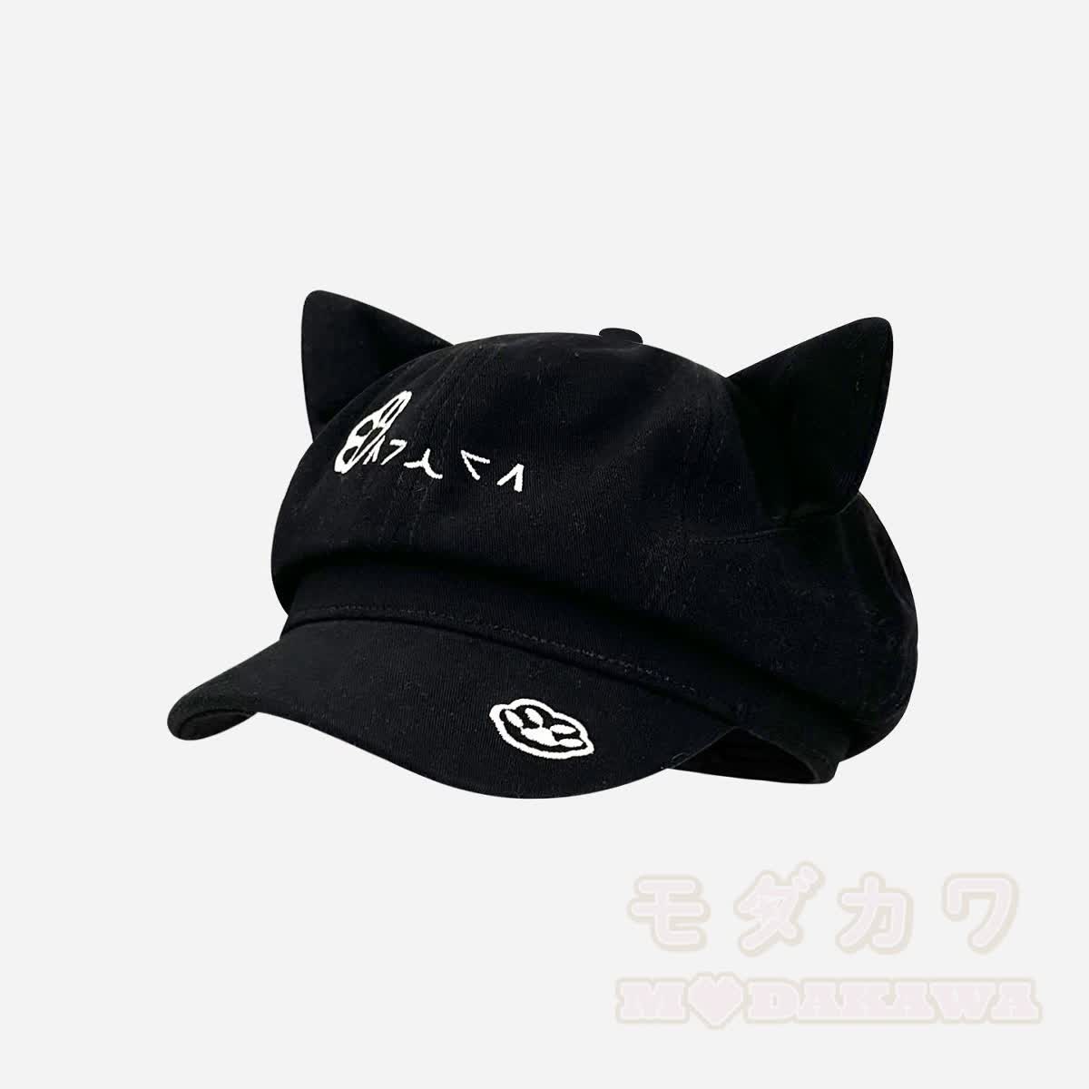 Schwarze Katzenohren-Gothic- Y2K -Baskenmütze - C - M(56-58cm) - image 4