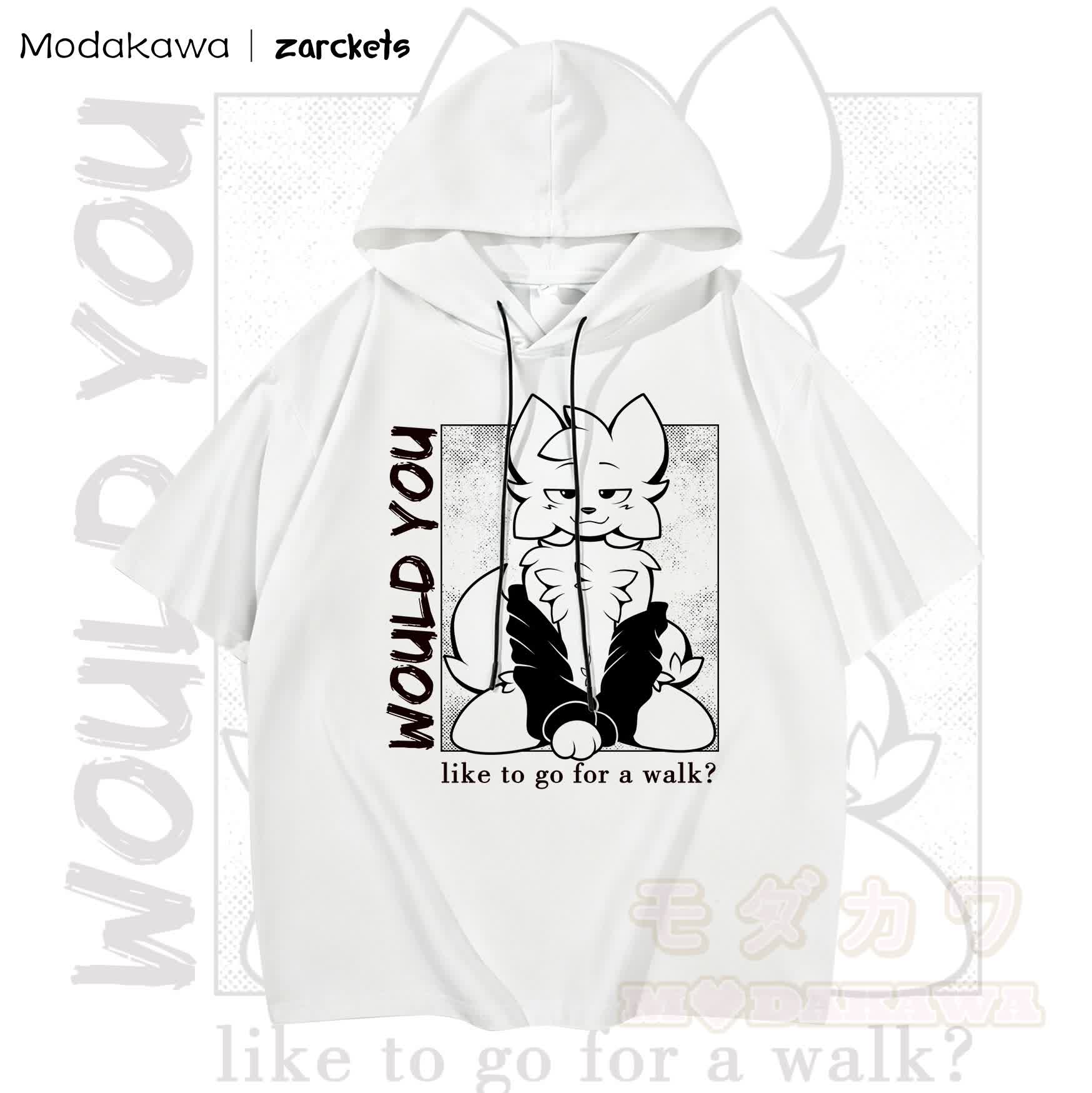 MODAKAWA X zarckets WOULD YOU Ziegenprint Chic Hoodie T-Shirt - Weiß - 3XL - image 3