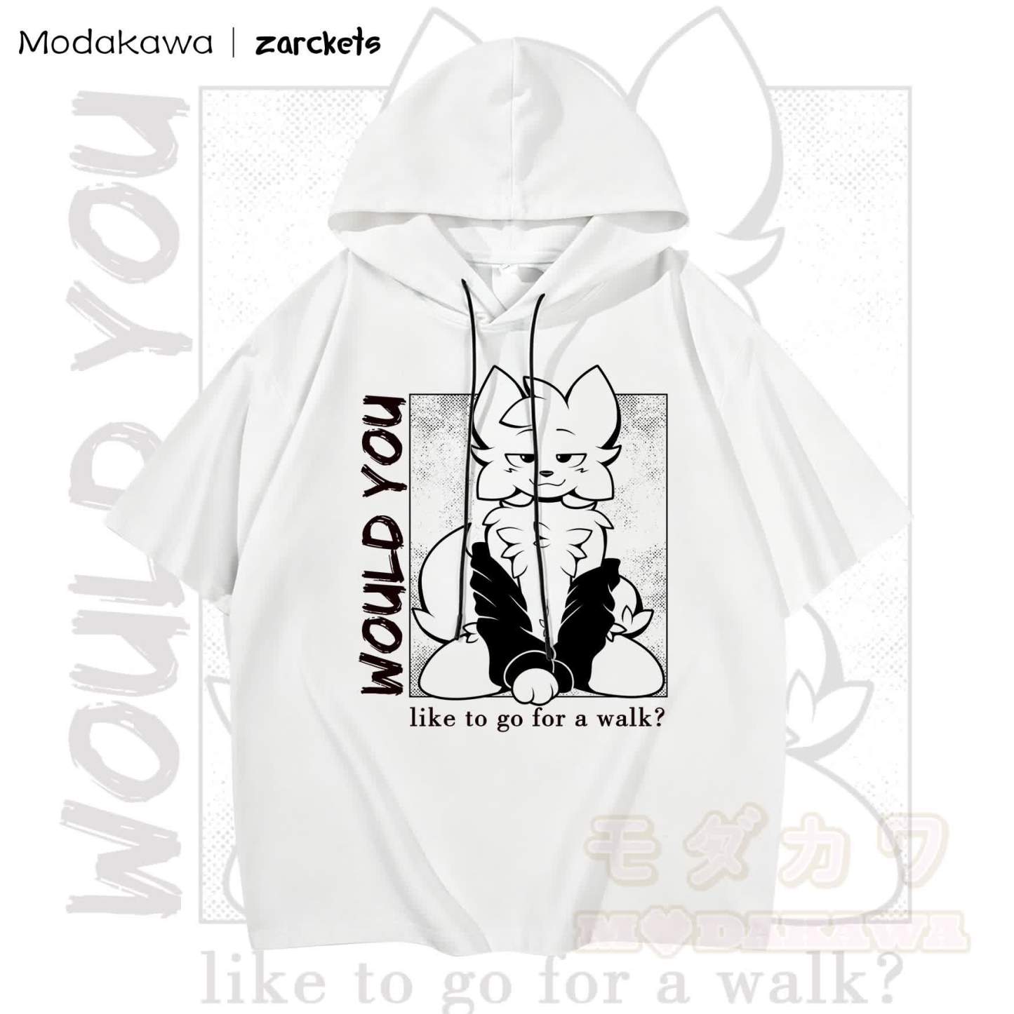 MODAKAWA X zarckets WOULD YOU Ziegenprint Chic Hoodie T-Shirt - Weiß - 3XL - image 3