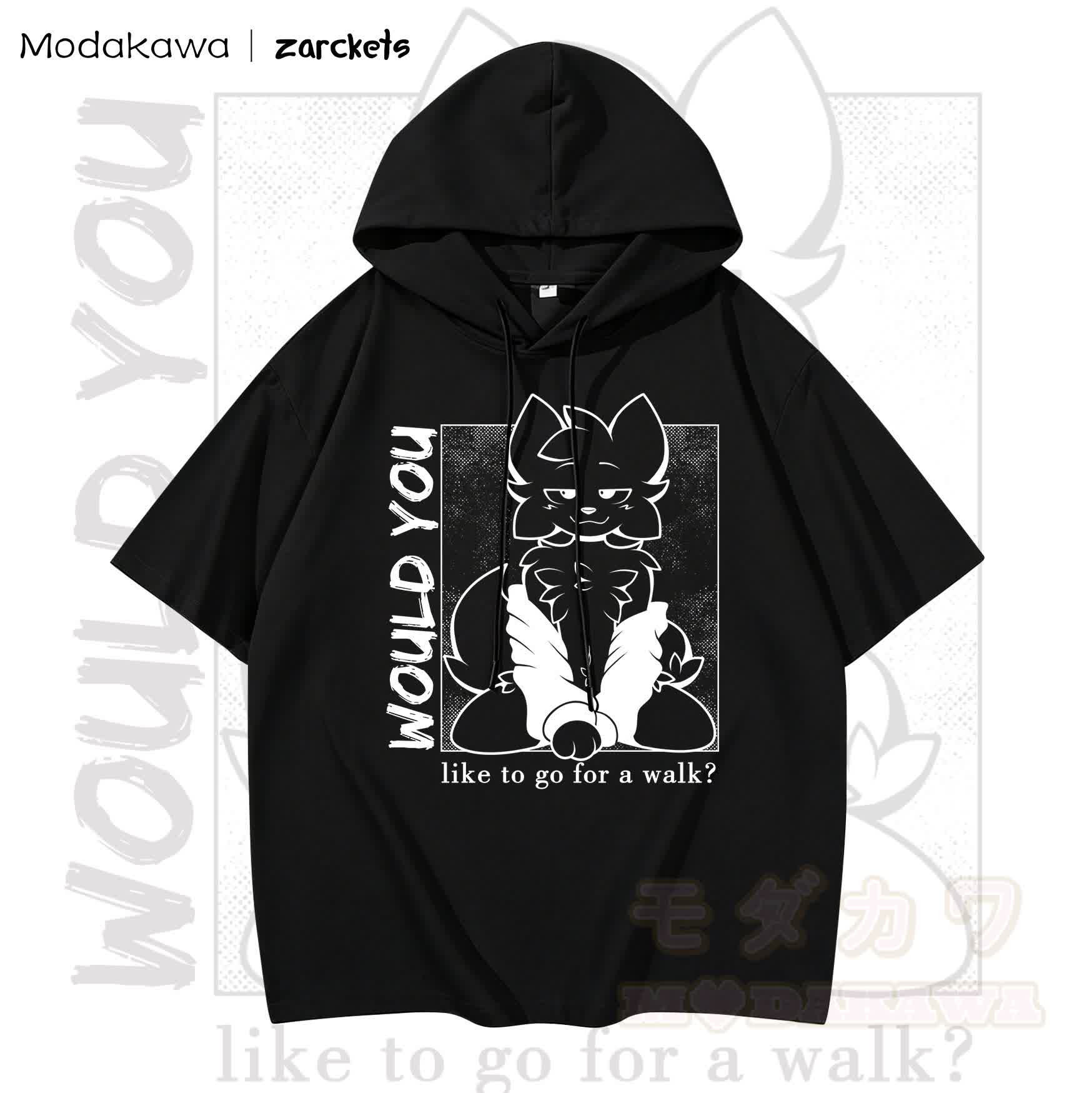 MODAKAWA X zarckets WOULD YOU Ziegenprint Chic Hoodie T-Shirt - Schwarz - 3XL - image 1