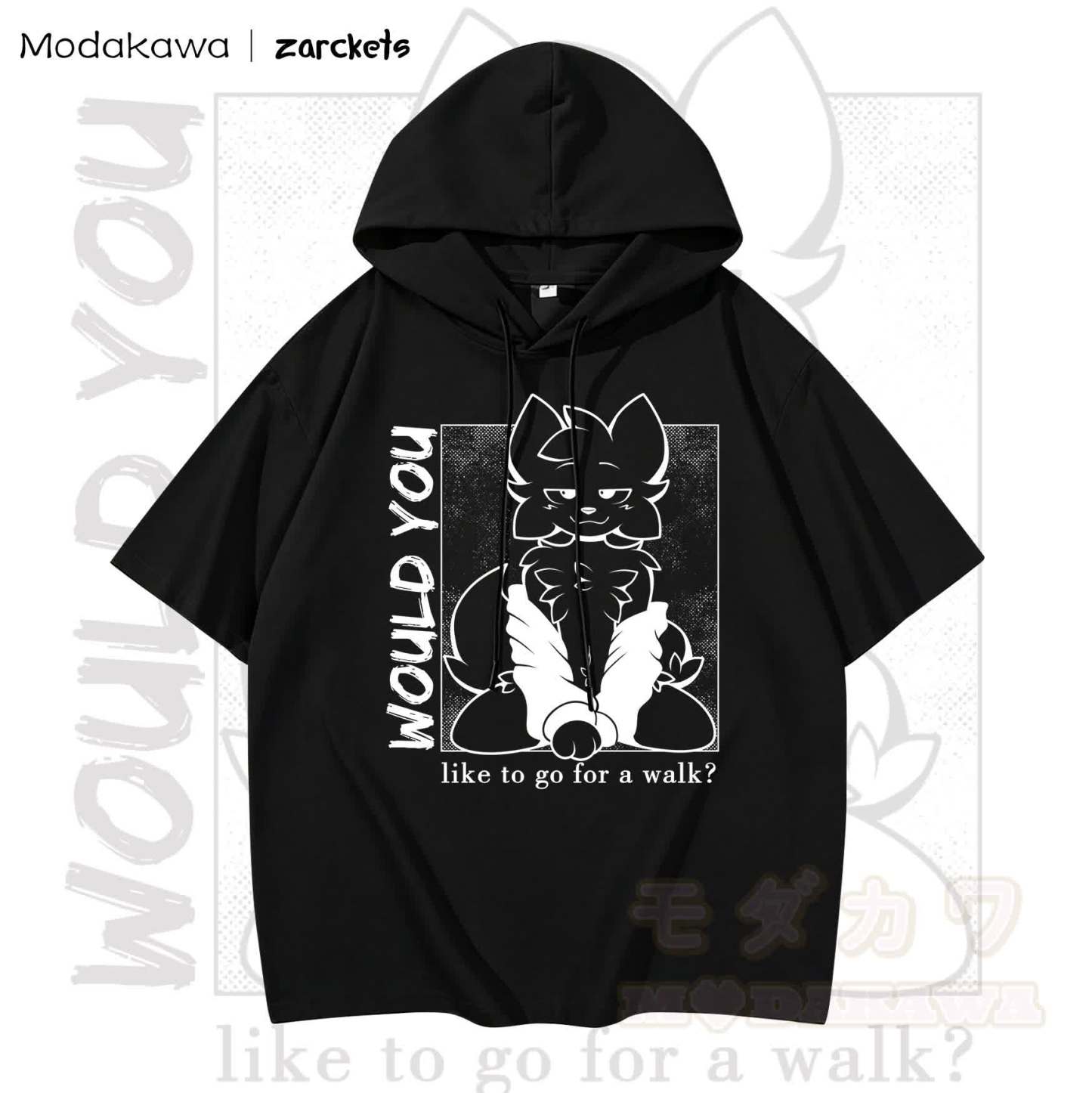 MODAKAWA X zarckets WOULD YOU Ziegenprint Chic Hoodie T-Shirt - Schwarz - 3XL - image 1