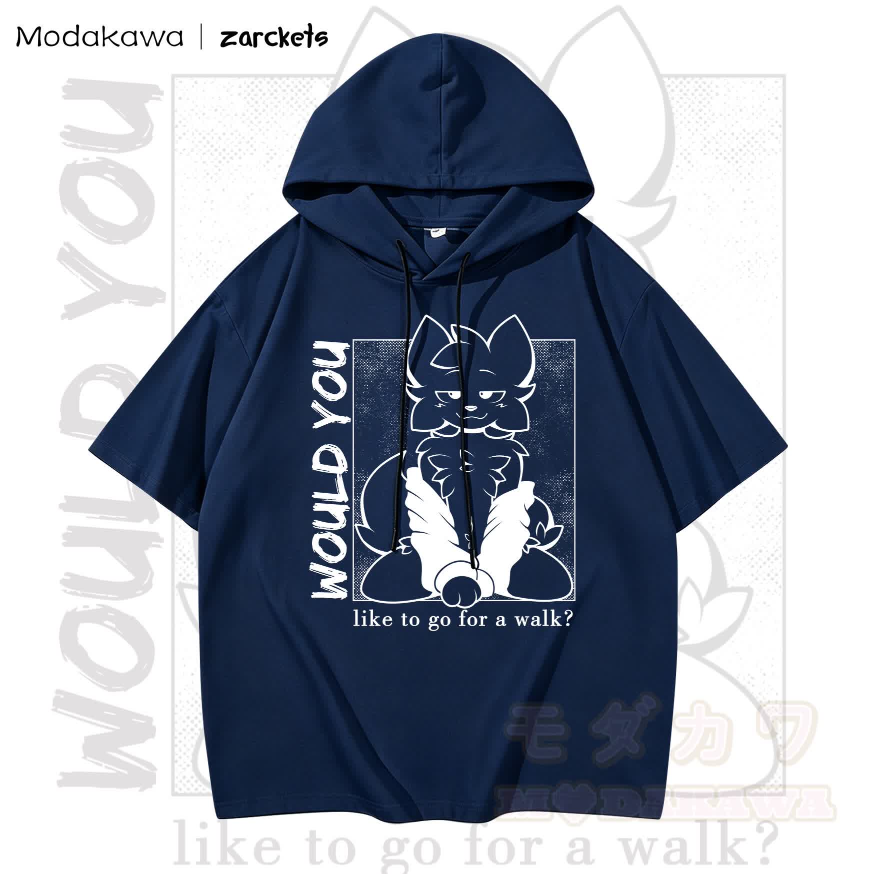 MODAKAWA X zarckets WOULD YOU Ziegenprint Chic Hoodie T-Shirt - Marineblau - 3XL - image 4