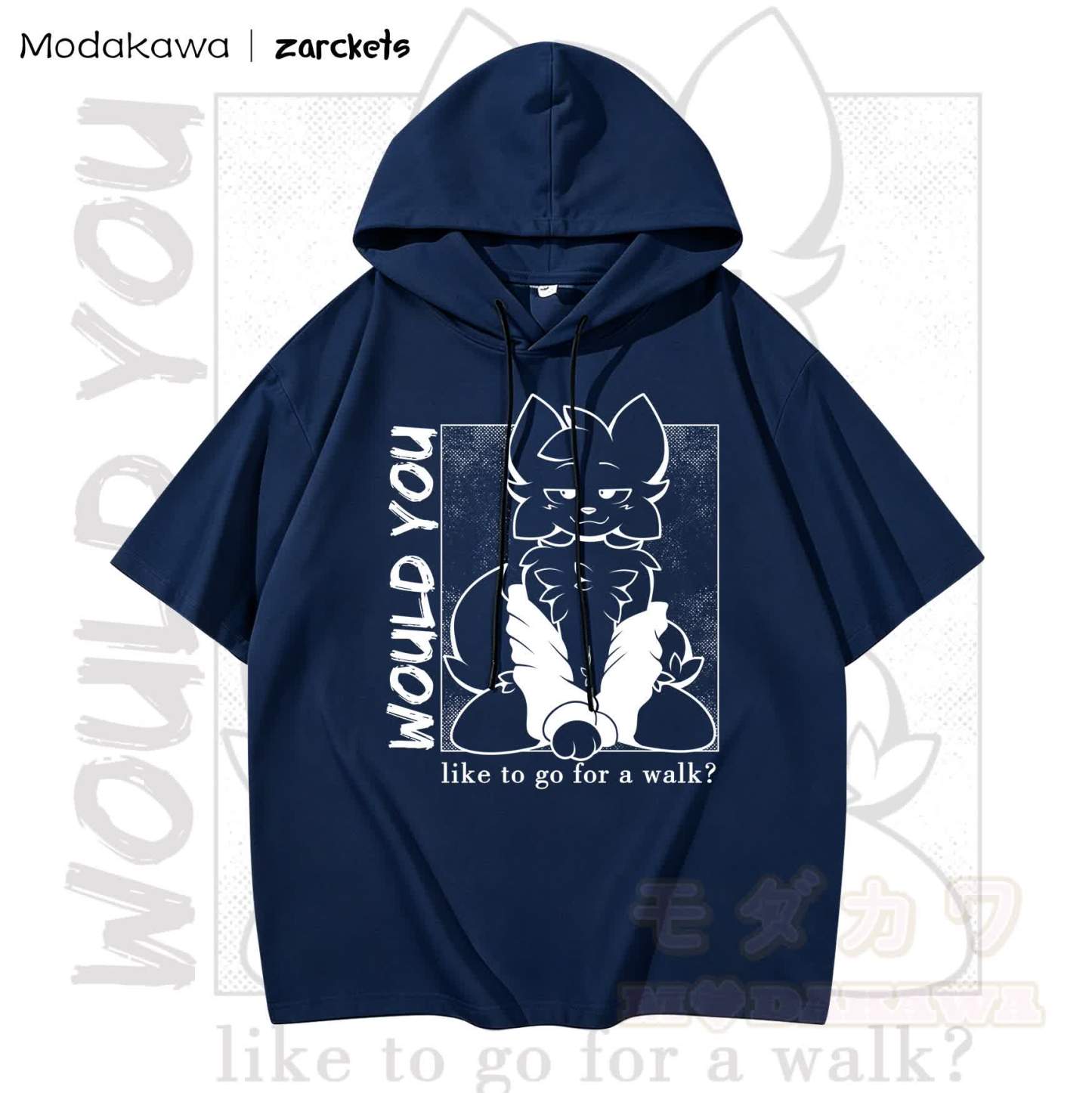 MODAKAWA X zarckets WOULD YOU Ziegenprint Chic Hoodie T-Shirt - Marineblau - 3XL - image 4