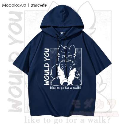 MODAKAWA X zarckets WOULD YOU Ziegenprint Chic Hoodie T-Shirt - Marineblau - 3XL - image 4