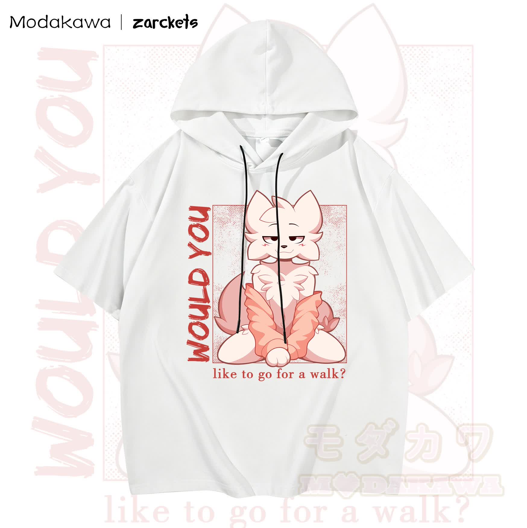 MODAKAWA X zarckets Anime Fox Print Hoodie T-Shirt - Weiß - 3XL - image 3