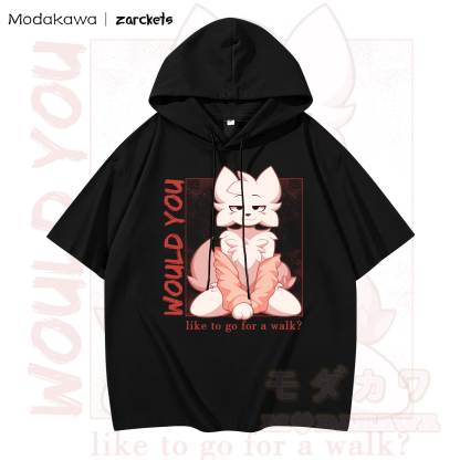MODAKAWA X zarckets Anime Fox Print Hoodie T-Shirt - Schwarz - 3XL - image 2