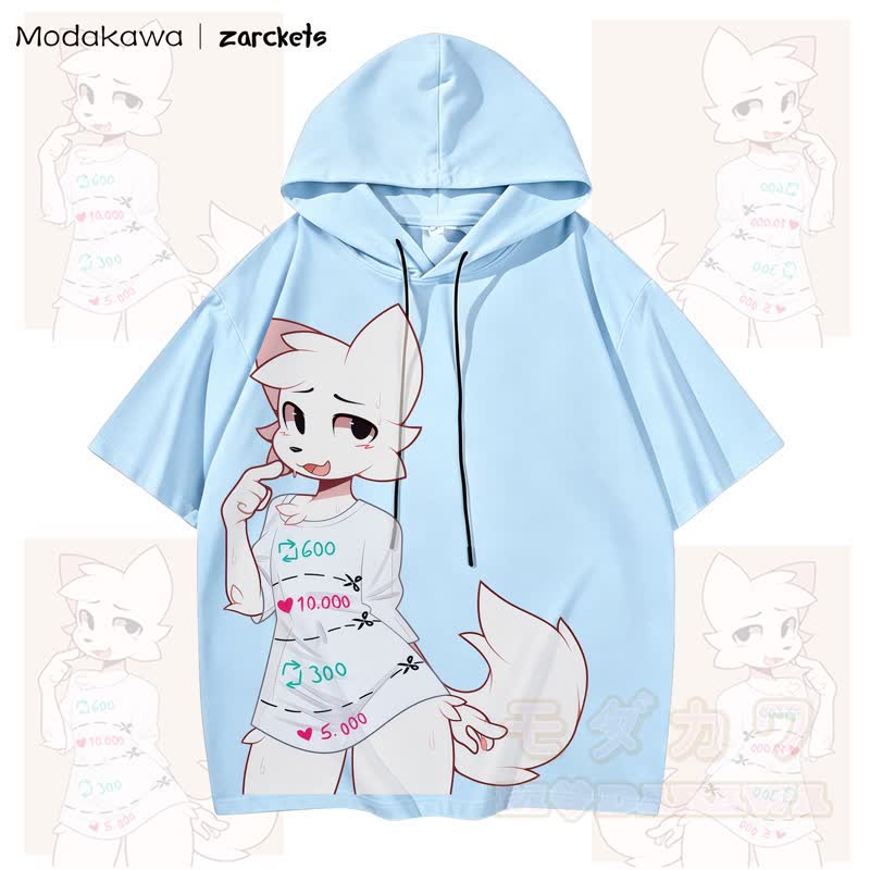 MODAKAWA X zarckets Katzenprint Hoodie T-Shirt  - Himmelblau - 3XL - image 3