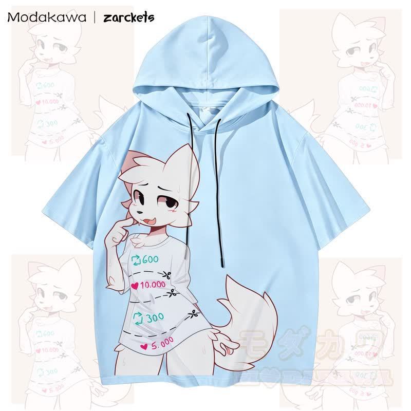 MODAKAWA X zarckets Katzenprint Hoodie T-Shirt  - Himmelblau - 3XL - image 3