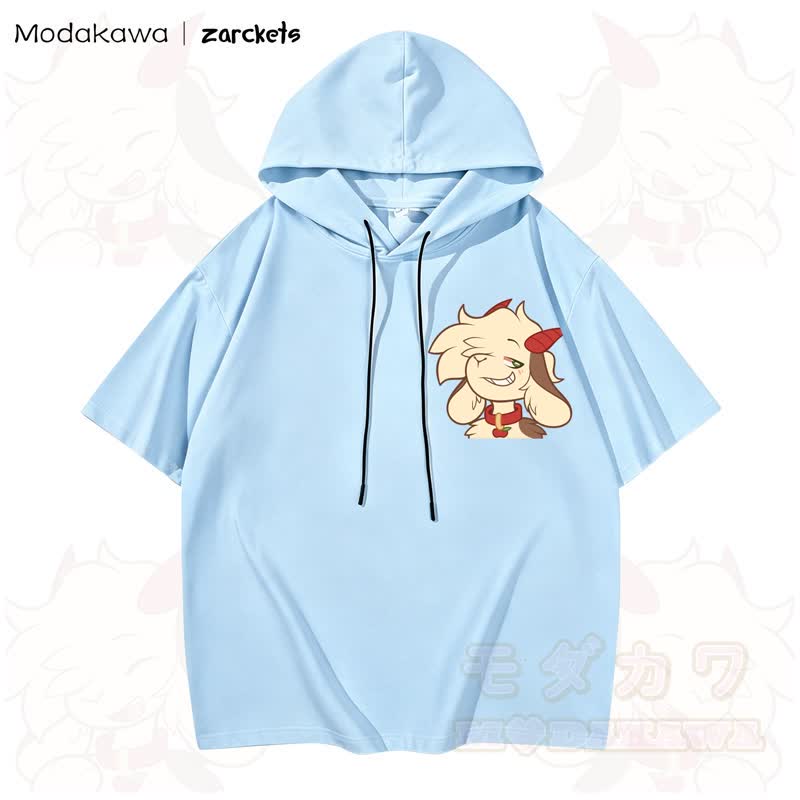 MODAKAWA X zarckets Cool Goat Print Hoodie T-Shirt  - Himmelblau - 3XL - image 4