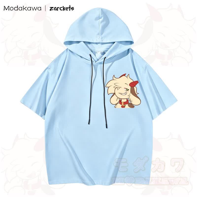 MODAKAWA X zarckets Cool Goat Print Hoodie T-Shirt  - Himmelblau - 3XL - image 4