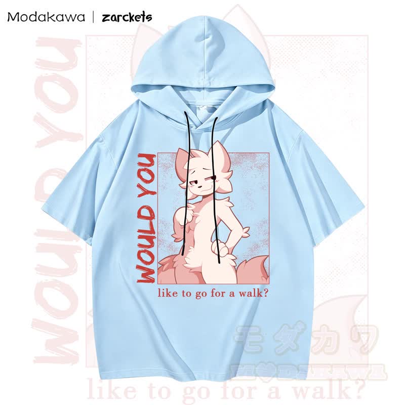 MODAKAWA X zarckets WOULD YOU Cool Goat Print Hoodie T-Shirt  - Himmelblau - 3XL - image 4
