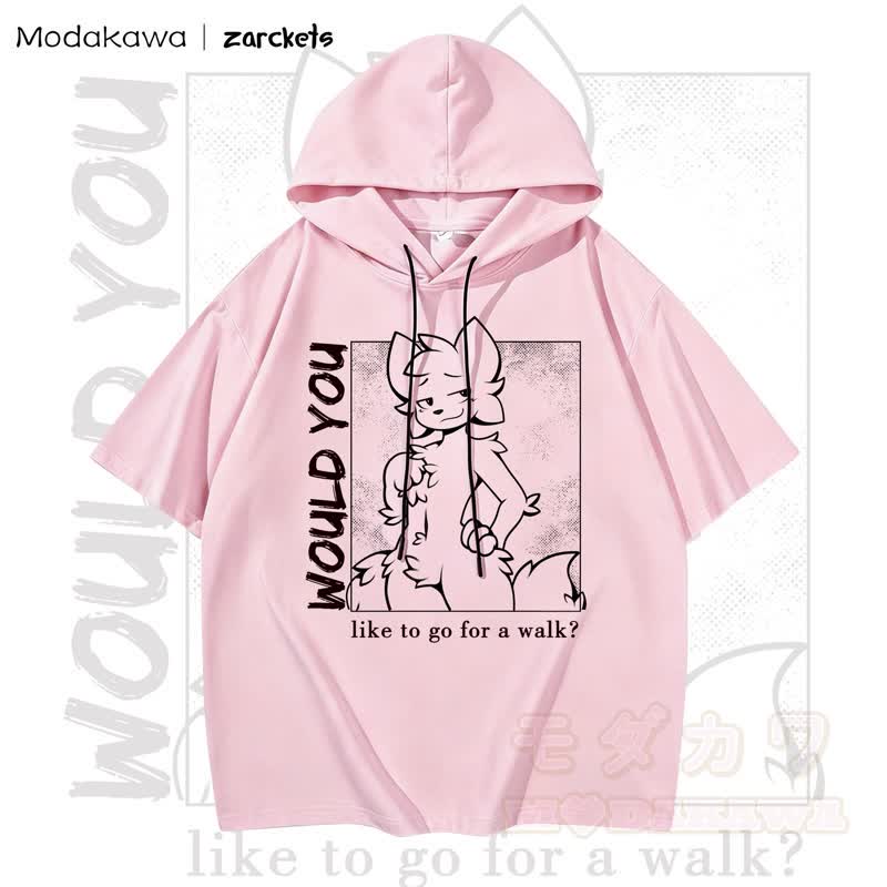 MODAKAWA X zarckets WOULD YOU Katzenprint Hoodie T-Shirt  - Rosa - 3XL - image 5