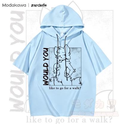 MODAKAWA X zarckets WOULD YOU Katzenprint Hoodie T-Shirt  - Himmelblau - 3XL - image 4
