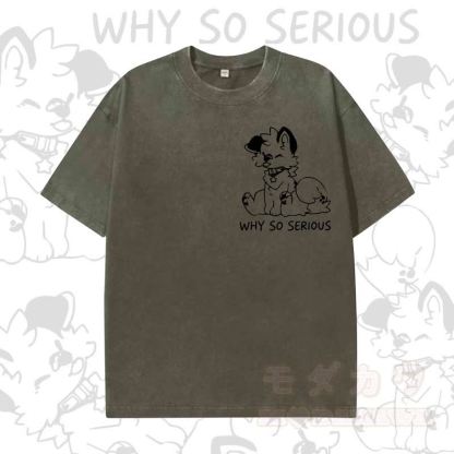 MODAKAWA WHY SO SERIOUS Kurzarm-T-Shirt mit niedlichem Hunde-Print - Dunkelgrün - 5XL - image 3