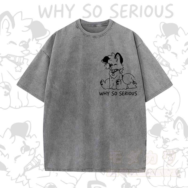 MODAKAWA WHY SO SERIOUS Kurzarm-T-Shirt mit niedlichem Hunde-Print - Grau - 5XL - image 2