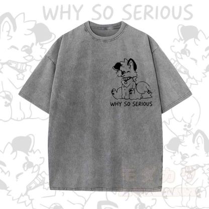 MODAKAWA WHY SO SERIOUS Kurzarm-T-Shirt mit niedlichem Hunde-Print - Grau - 5XL - image 2