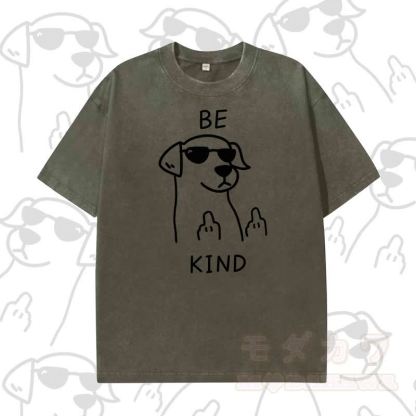 MODAKAWA BE KIND Cooles Kurzarm-T-Shirt mit Hundeprint - Dunkelgrün A - 5XL - image 5