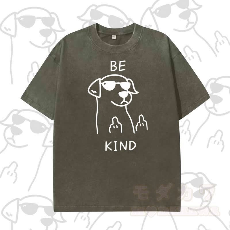 MODAKAWA BE KIND Cooles Kurzarm-T-Shirt mit Hundeprint - Dunkelgrün B - 5XL - image 6