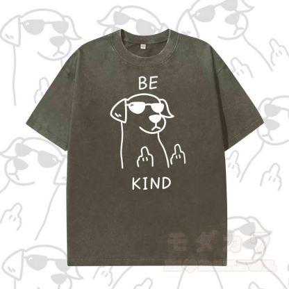 MODAKAWA BE KIND Cooles Kurzarm-T-Shirt mit Hundeprint - Dunkelgrün B - 5XL - image 6