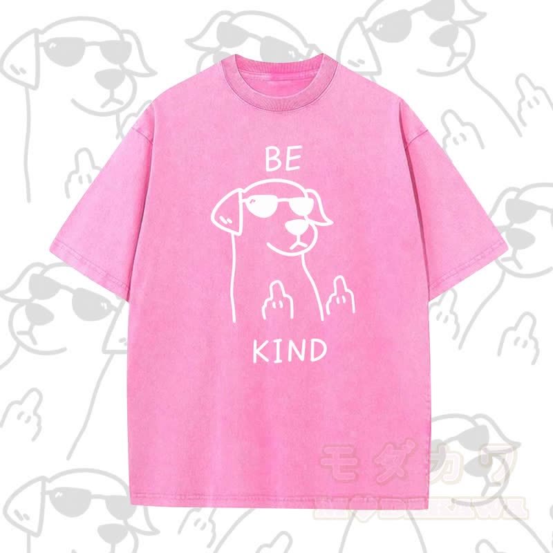 MODAKAWA BE KIND Cooles Kurzarm-T-Shirt mit Hundeprint - Pink B - 5XL - image 8