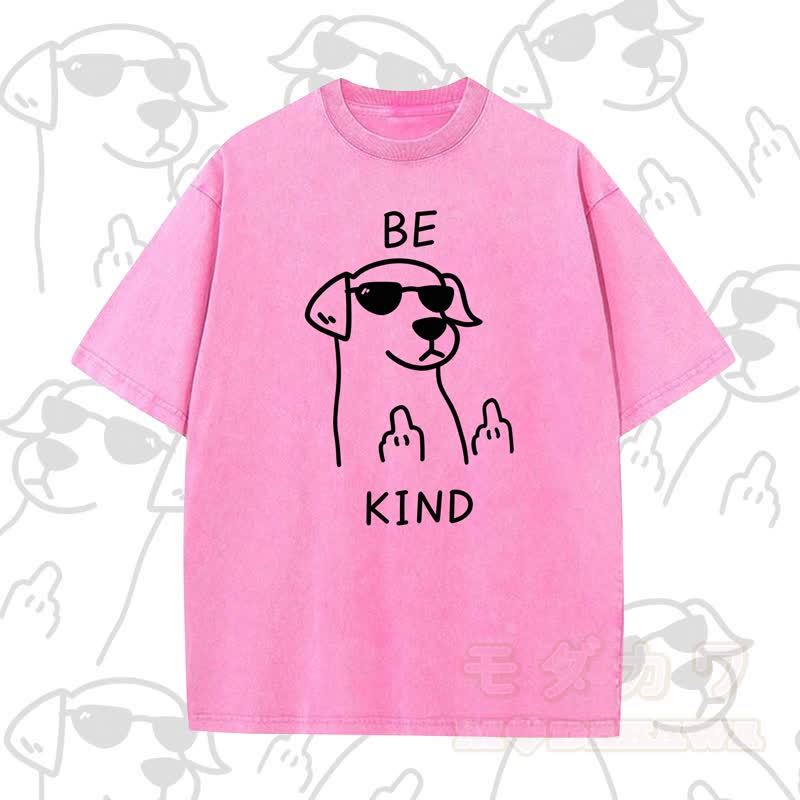 MODAKAWA BE KIND Cooles Kurzarm-T-Shirt mit Hundeprint - Pink A - 5XL - image 7