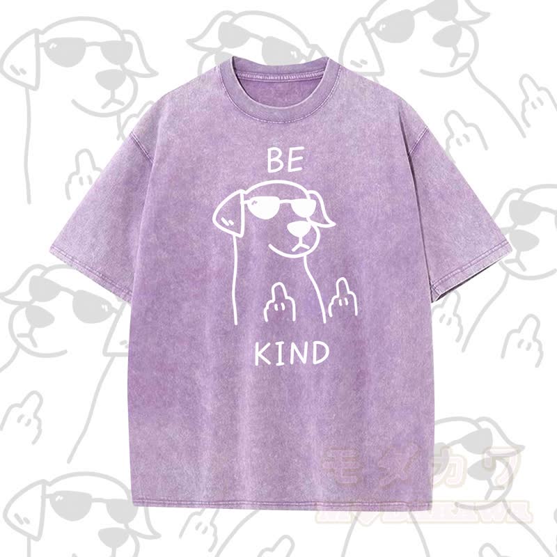 MODAKAWA BE KIND Cooles Kurzarm-T-Shirt mit Hundeprint - Lila B - 5XL - image 14