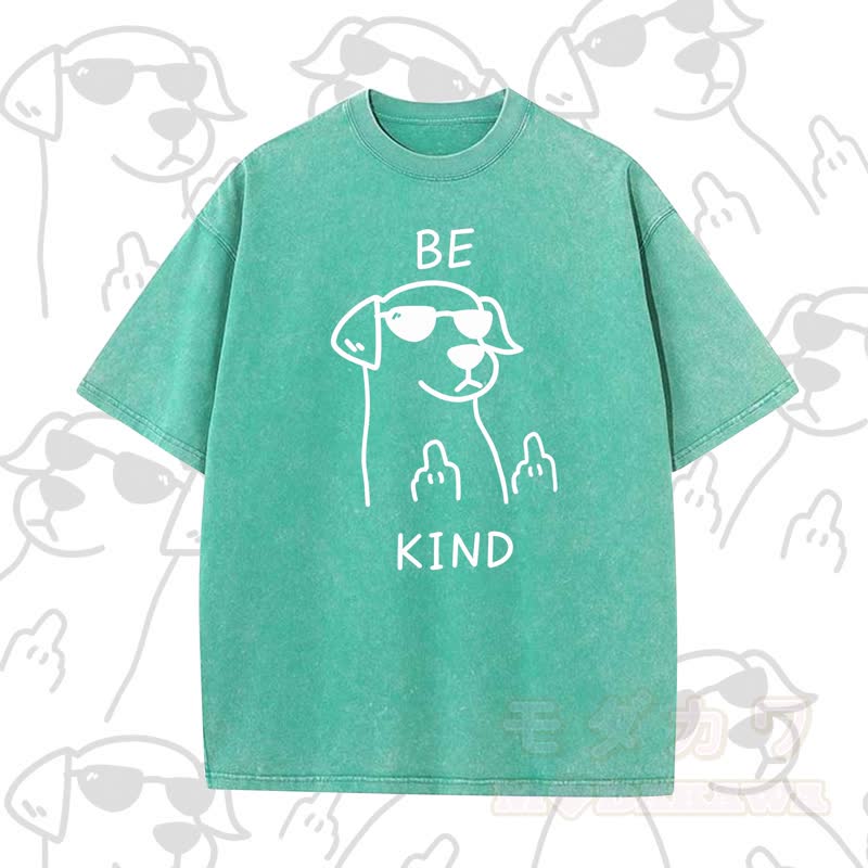 MODAKAWA BE KIND Cooles Kurzarm-T-Shirt mit Hundeprint - Grün B - 5XL - image 2