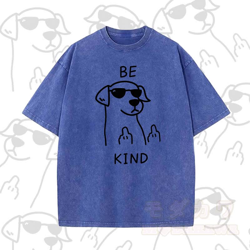 MODAKAWA BE KIND Cooles Kurzarm-T-Shirt mit Hundeprint - Blau A - 5XL - image 9
