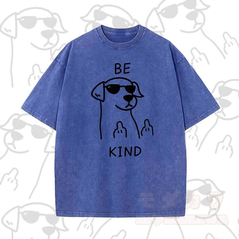 MODAKAWA BE KIND Cooles Kurzarm-T-Shirt mit Hundeprint - Blau A - 5XL - image 9