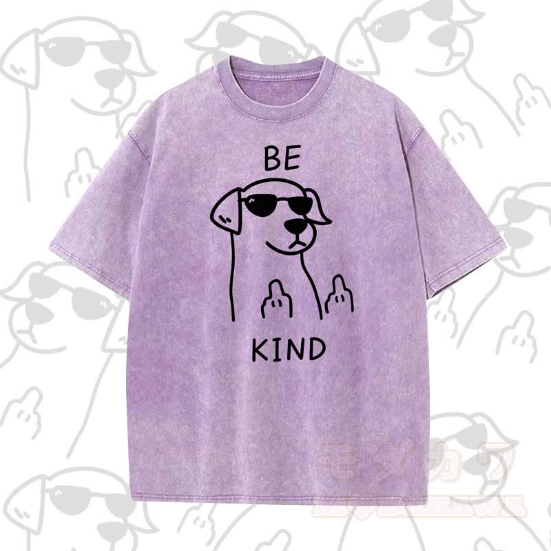 MODAKAWA BE KIND Cooles Kurzarm-T-Shirt mit Hundeprint - Lila A - 5XL - image 13